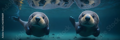 Cute Sea Otter Playing Underwater (Generative Ai) © Iqra