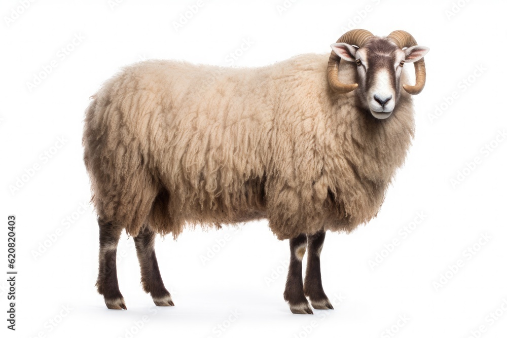 A Sheep, North country cheviot sheep breed isolated on white background. Generative AI A Sheep, North country cheviot sheep breed isolated on white background. Generative AI