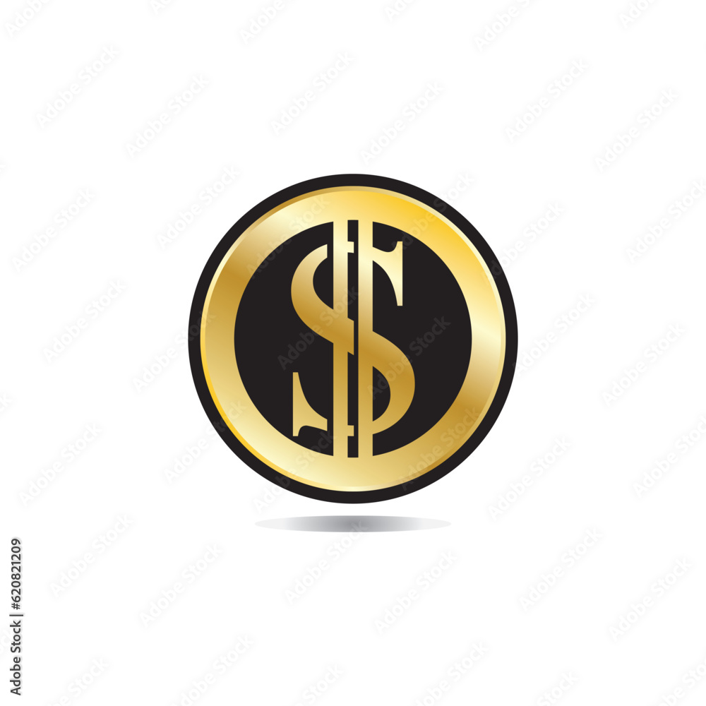 Gold coin with dollar sign illustration. vector dollar coin icon isolated on white background Gold coin with dollar sign illustration. vector dollar coin icon isolated on white background