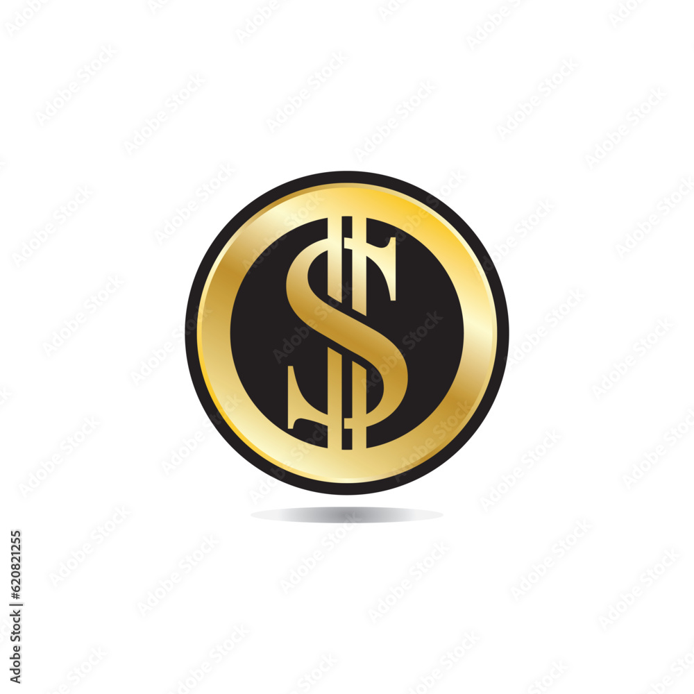 Gold coin with dollar sign illustration. vector dollar coin icon isolated on white background Gold coin with dollar sign illustration. vector dollar coin icon isolated on white background