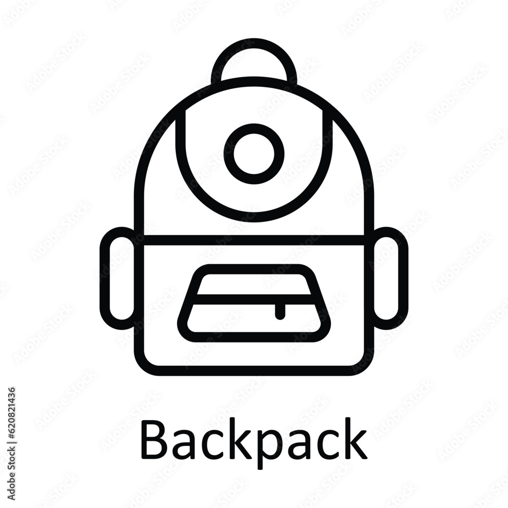 Obraz premium Backpack Vector outline Icon Design illustration. Education Symbol on White background EPS 10 File