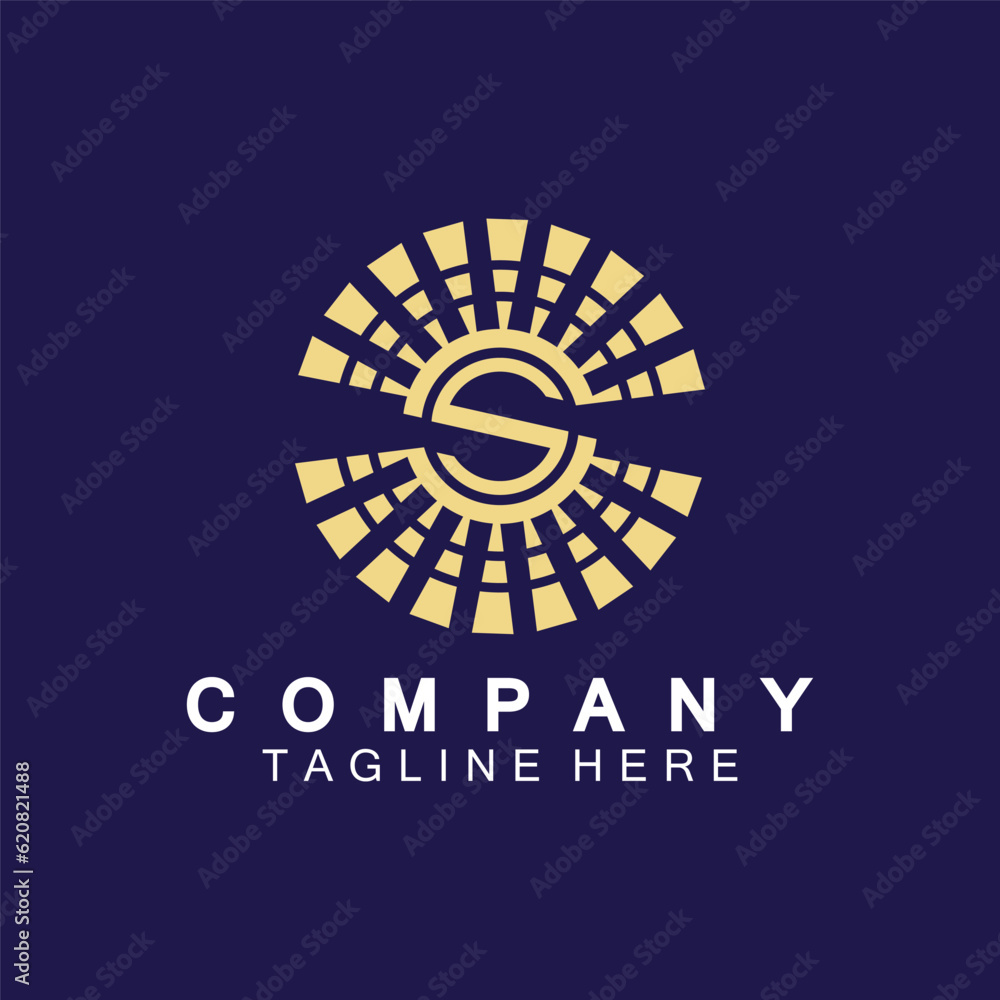 Letter S icon with Sun rays for Sun logo vector design template Letter S icon with Sun rays for Sun logo vector design template