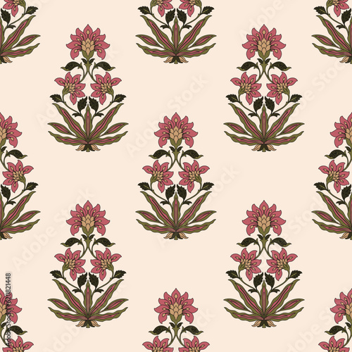 Indian ethnic floral vector seamless pattern