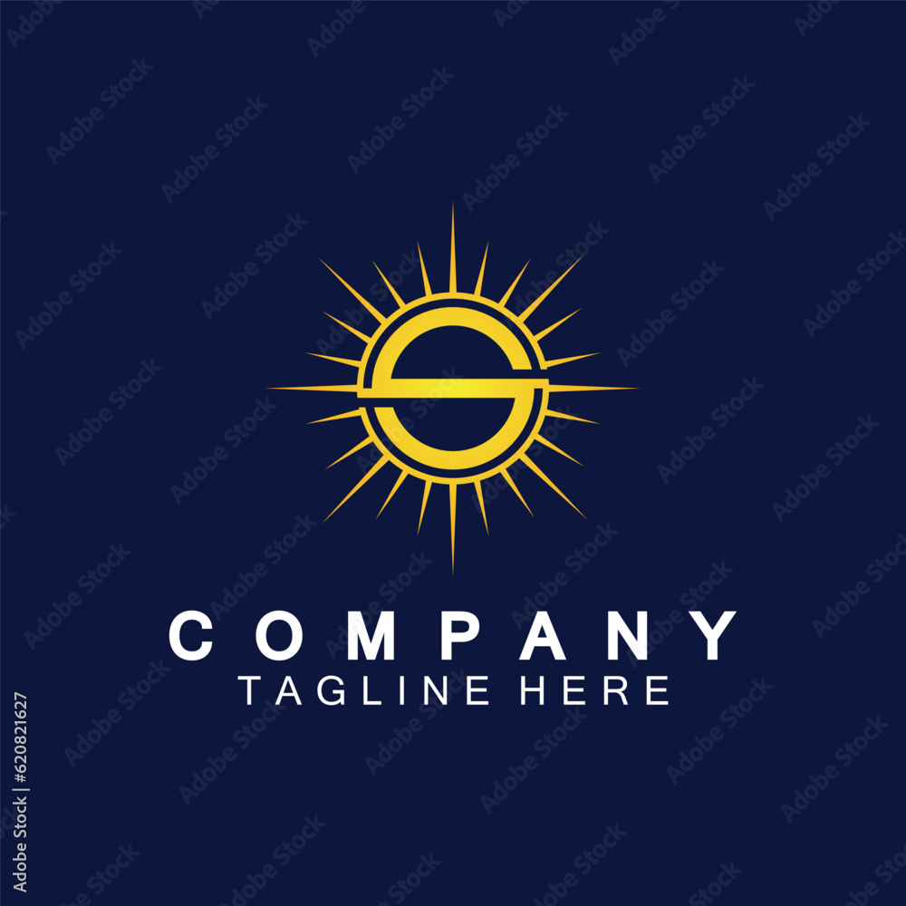 Fototapeta premium Letter S icon with Sun rays for Sun logo vector design template