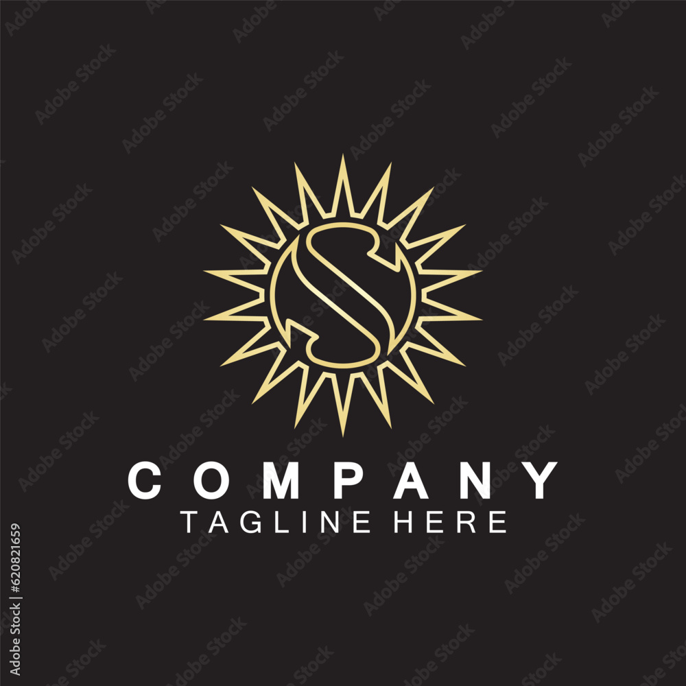 Letter S icon with Sun rays for Sun logo vector design template Letter S icon with Sun rays for Sun logo vector design template
