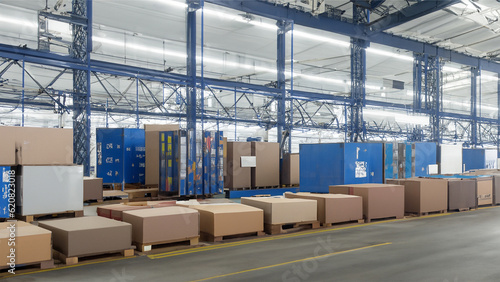 Labor Day: Logistic shipping warehouse, pile of cardboard.