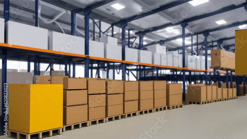 Labor Day: Logistic shipping warehouse, pile of cardboard.