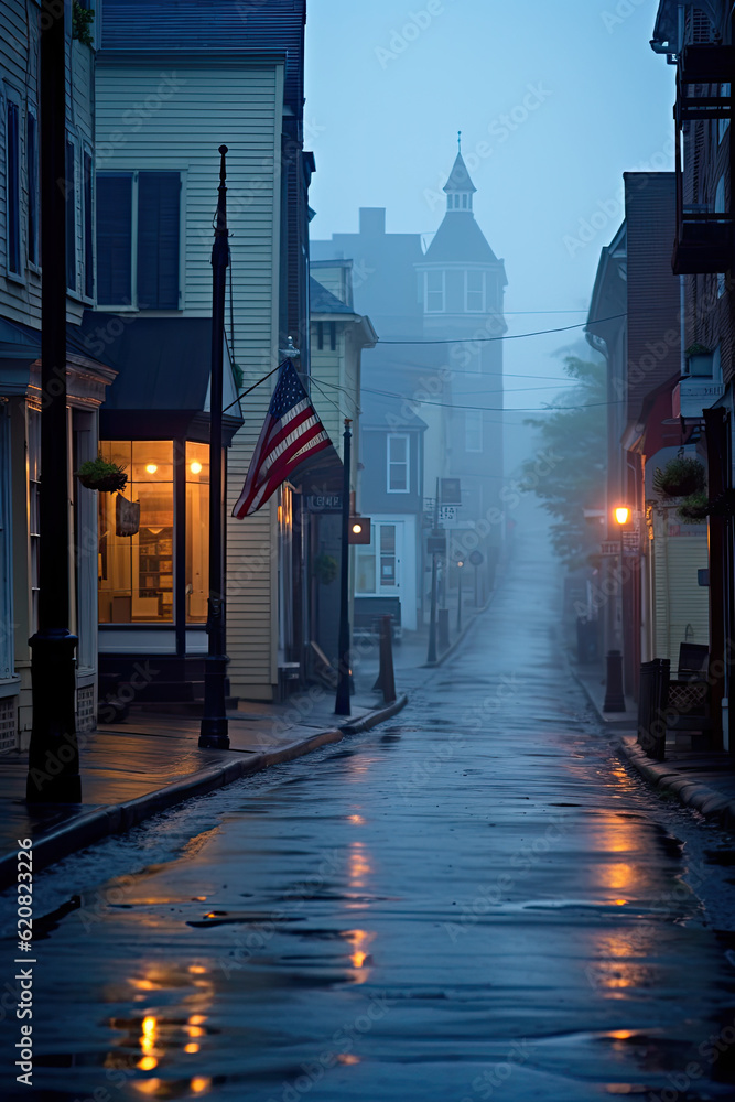 Street in the twilight. Inspired by Maryland, USA. Travel, Poster.