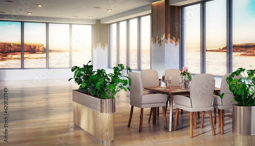 Project of a Modern Outlook Restaurant With Appealing Interior Design - 3D Visualization