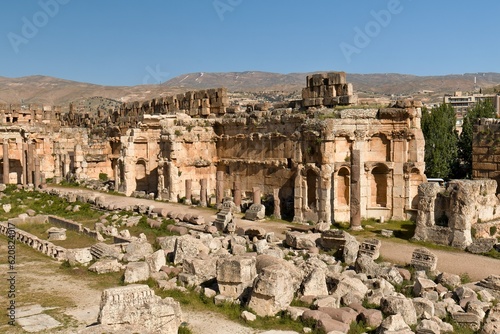 Ruins of the ancient Baalbek city built in the 1st to 3rd centuries. Today UNESCO monuments. View of The Great Court of ancient Heliopolis's temple complex. Lebanon. © Rostislav