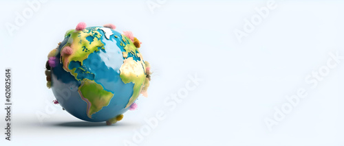 3d full body earth in cartoon style full studio center in small white background, Generative AI