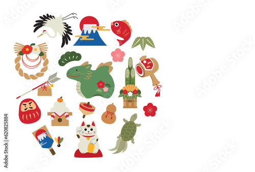 2024年　辰年　縁起物の年賀状