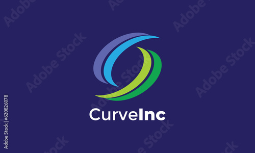 Logo vector curve line minimalist design recycling concept symbol energy industry ecology company