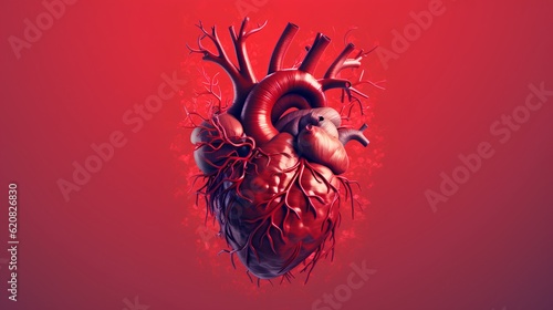 An artistic illustration of heart anatomy. Generative AI