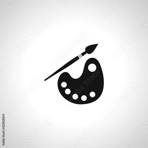 Painting palette and brush icon. painting kit icon.