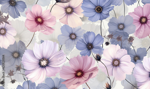  a bunch of flowers that are on a wallpaper pattern.  generative ai