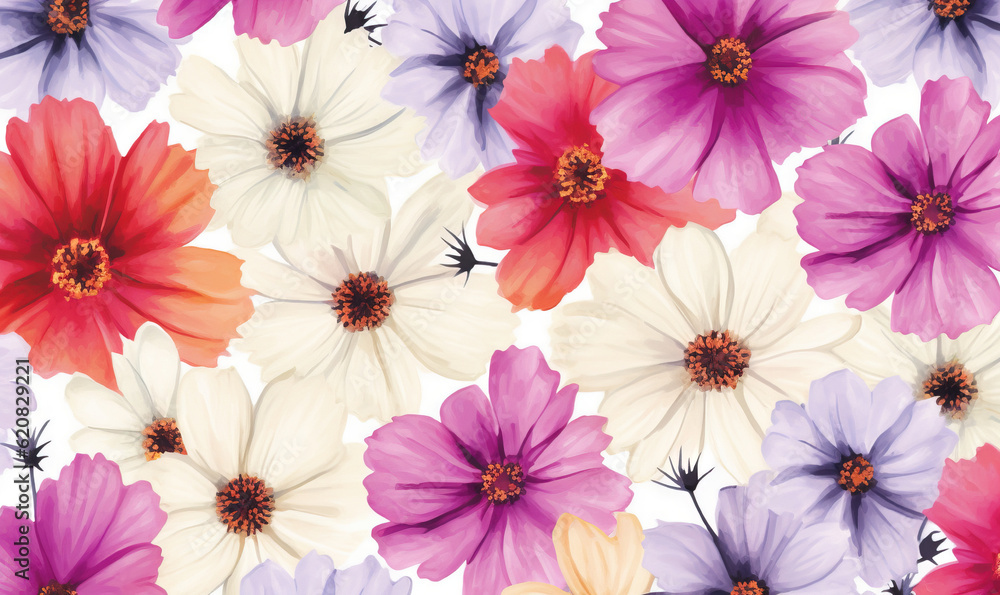 a bunch of flowers that are on a white surface with a white background. generative ai a bunch of flowers that are on a white surface with a white background. generative ai