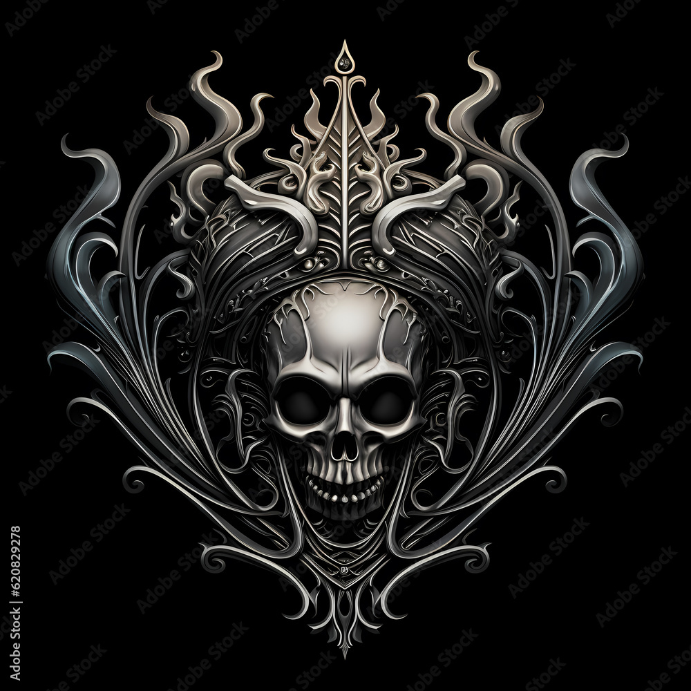 Skull black and white shield Illustration