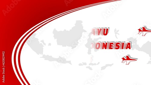 Happy 78th independence day of Indonesia white red background with fighter jet effect