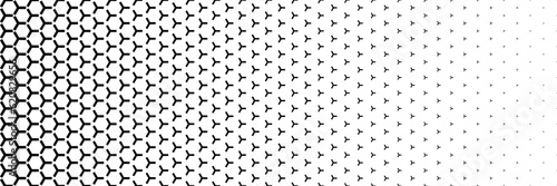horizontal black halftone of rectangle design as three ways for pattern and background.