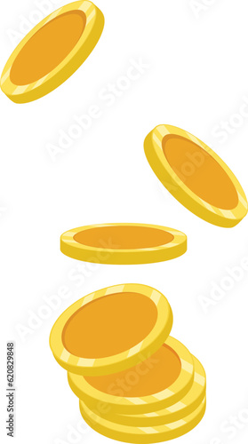 Isolated flying empty golden coins