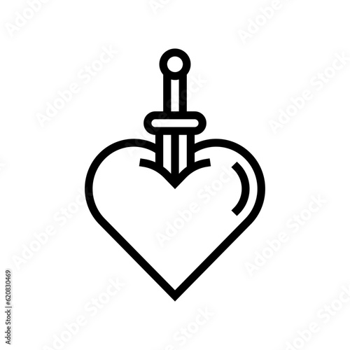 heart tattoo art vintage line icon vector. heart tattoo art vintage sign. isolated contour symbol black illustration