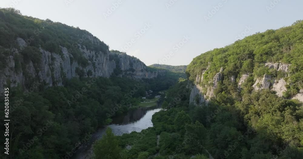 Aerial view of the Gorges of the Chassezac in Ardèche, France Aerial view of the Gorges of the Chassezac in Ardèche, France