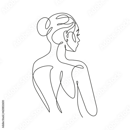 Woman Naked Back Continuous Line Drawing. Female Body Modern Line Art Drawing for Wall Decor, Prints, Posters. Woman Line Art Illustration. Abstract Female Bedroom Decor Print. Vector EPS 10