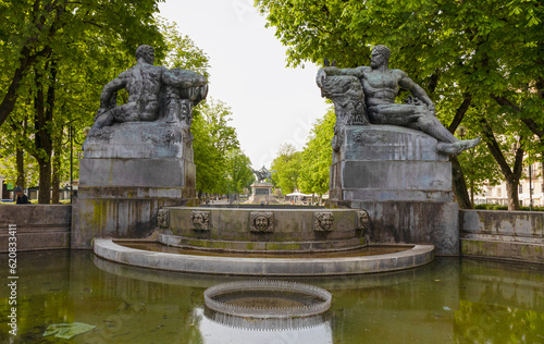 TURIN, ITALY, APRIL 11, 2023 - The Angelic Fountain in Solferino Square in Turin, (Torino), Italy