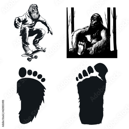 Sasquatch bigfoot logo silhouette vector design