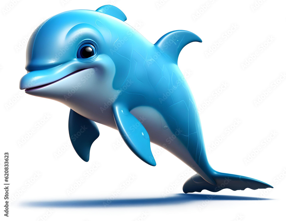 Naklejka premium Cute Animation Cartoon Character Animal dolphin Design Elements Isolated on Transparent Background, Generative AI