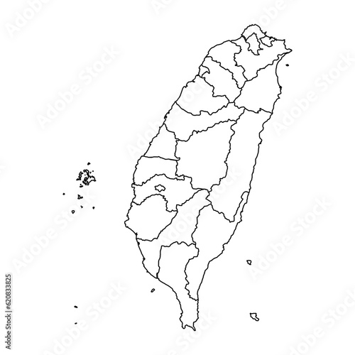 Map of Taiwan with administrative divisions. Vector illustration.