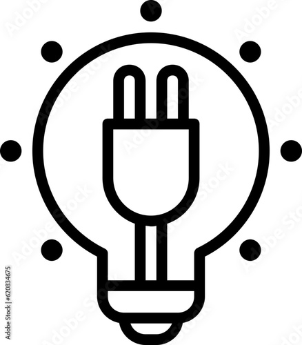 Lightbulb line icon, Lightbulb icon simple cartoon style.