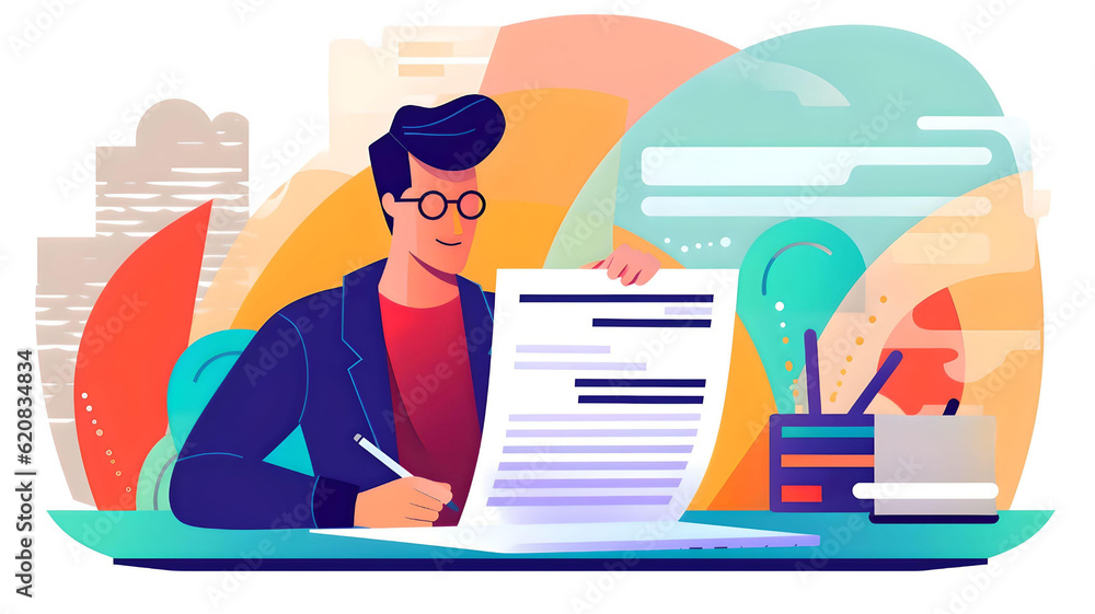 Manager prioritizing tasks in to do list. Man taking notes, planning his work, Vector illustration for agenda, checklist, management, efficiency concept, Generative AI Manager prioritizing tasks in to do list. Man taking notes, planning his work, Vector illustration for agenda, checklist, management, efficiency concept, Generative AI