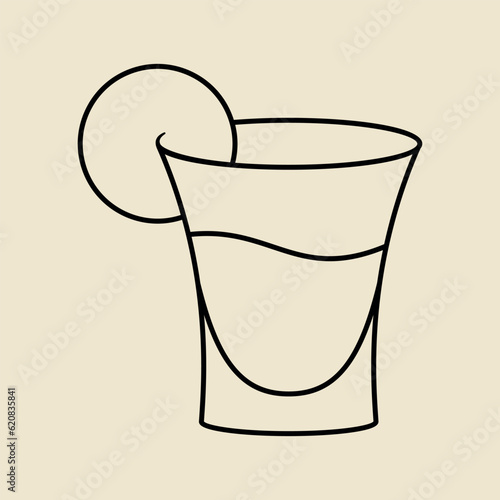 Simple Outline Glass Icon Design. Cocktail Glass Icon Design. Minimalist Design.