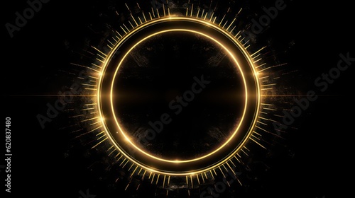 gold halo black shinning background