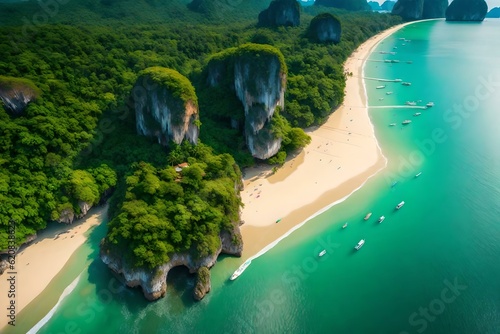 niesamowity Tajlandia wysoki sezon piękny widok z lotu ptaka ao nang plaża wyspa krabi Tajlandia