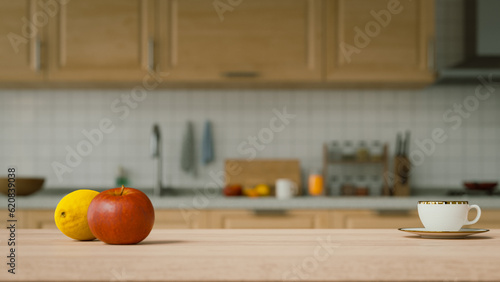 kitchen table podium background, 3d rendering
