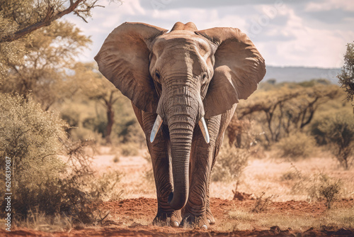 Elephant in nature  national geography  Wide life animals. AI Generated.