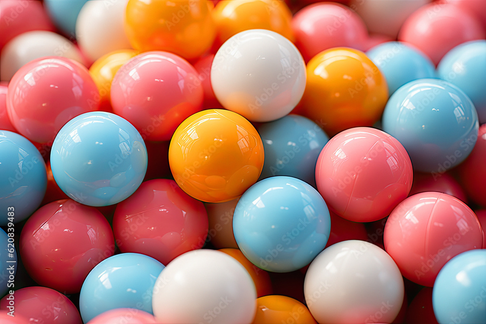 Ball pit balls, bright colors, ai generative