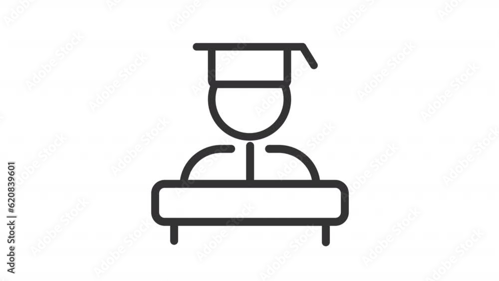 Study animation set. High school animated line icons. Continuous improvement. University student. Black illustrations on white background. HD video with alpha channel. Motion graphic Study animation set. High school animated line icons. Continuous improvement. University student. Black illustrations on white background. HD video with alpha channel. Motion graphic