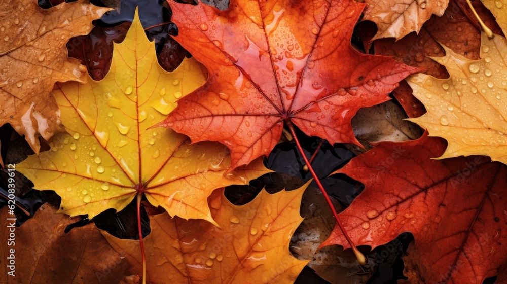 Fallen Autumn Leaves Background., Happy Autumn Concept. Generative Ai Fallen Autumn Leaves Background., Happy Autumn Concept. Generative Ai