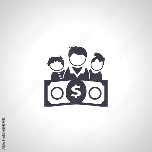 lead conversion icon. money bill with group of people icon