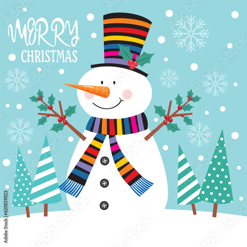 christmas card with snowman
