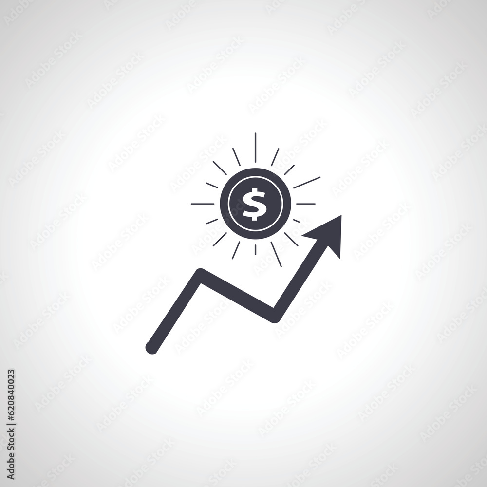 up arrow with glowing coin icon up arrow with glowing coin icon