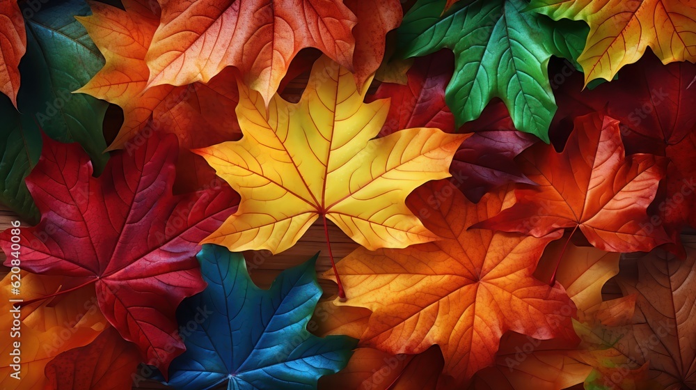 Fallen Autumn Leaves Background., Happy Autumn Concept. Generative Ai Fallen Autumn Leaves Background., Happy Autumn Concept. Generative Ai