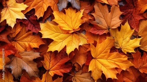Fallen Autumn Leaves Background.  Happy Autumn Concept. Generative Ai