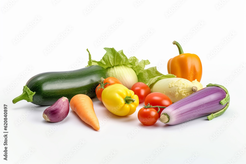 vegetables on white background