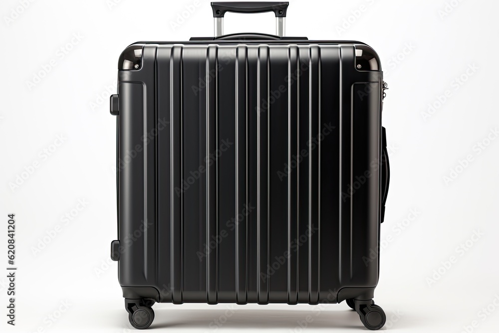 Fototapeta premium Black travel suitcase isolated on white background