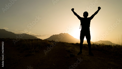 active person experiencing the joy of victory and success